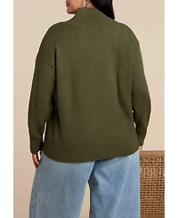 Eloquii Women's Overlap Mockneck Sweater