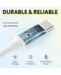 Overtime Certified Type C to C Cable, 10ft (OTDCUSBCTC10WHX3)