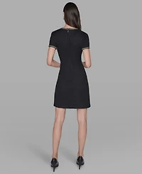 Karl Lagerfeld Paris Women's Short Sleeves Knit Shift Dress