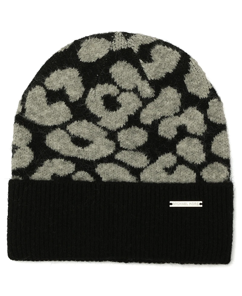 Michael Kors Women's Leopard Crown Cuff Beanie