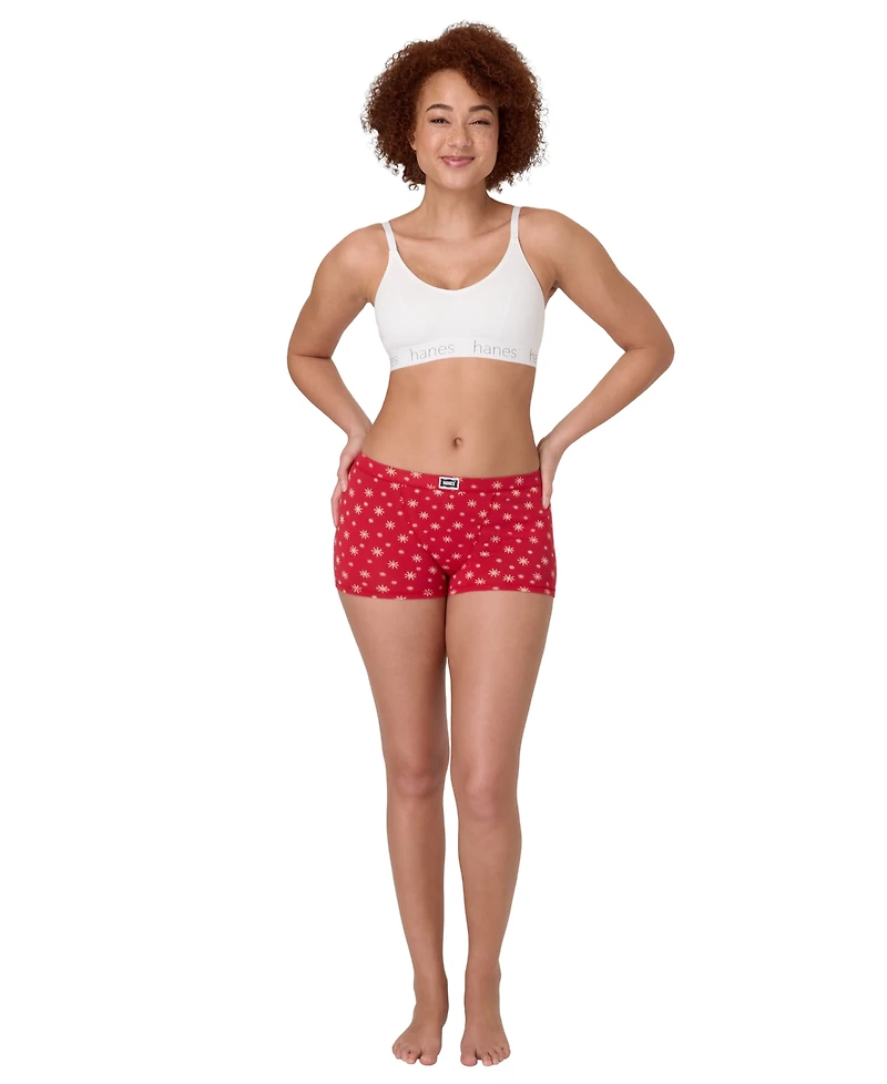 Hanes Women's 4-Piece Boxer Brief Underwear Assorted Bonus Pack