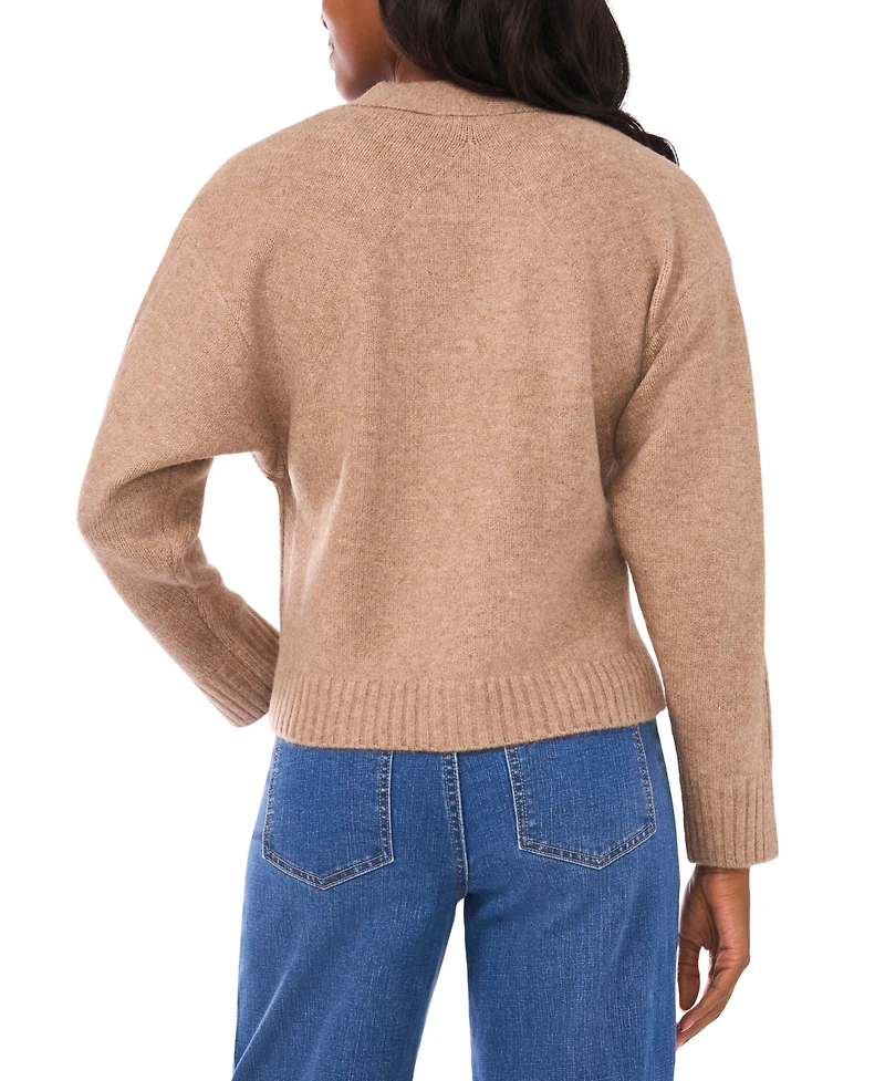 1.state Women's Cropped V-Neck Oversized Cardigan