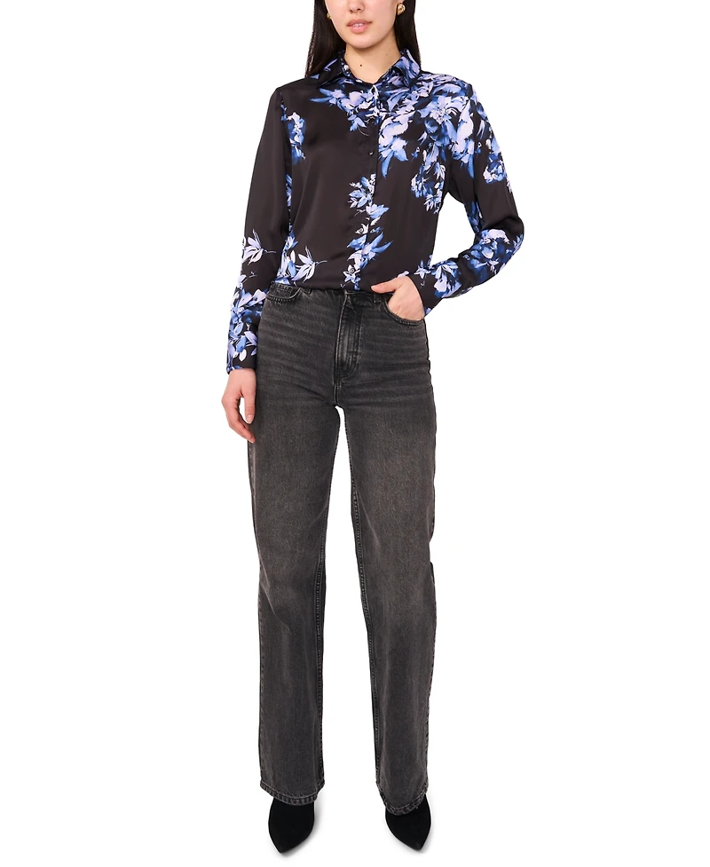 1.state Women's Printed Long Sleeve Top