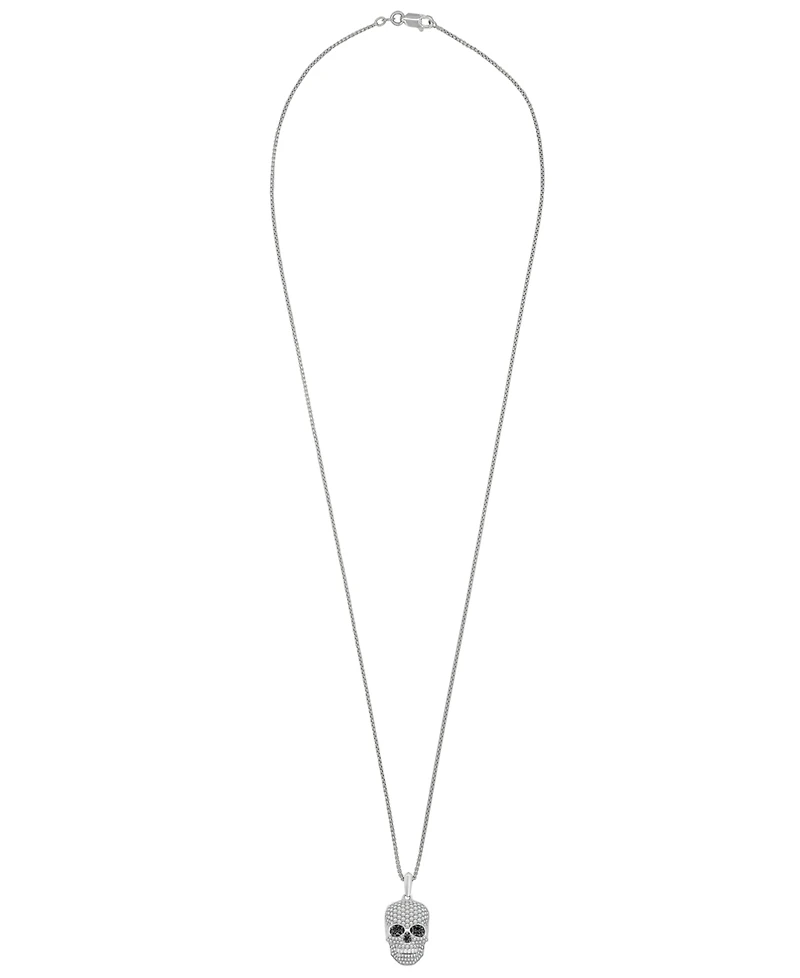 Macy's Men's Skull Pendant Diamond Necklace (3/4 ct. t.w.) in Sterling Silver