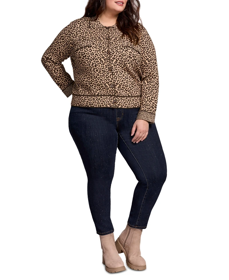 Tribal Plus Double Knit Long-Sleeve Cardigan Sweater