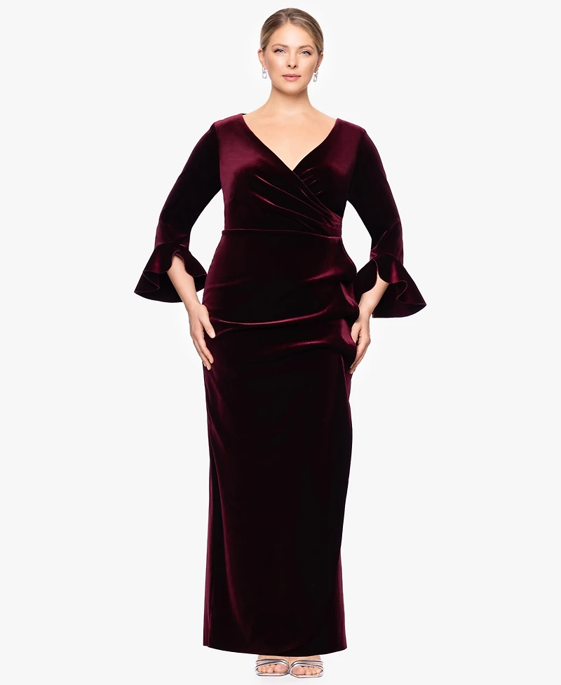 Betsy & Adam Plus Sheath Long Sleeves Dress