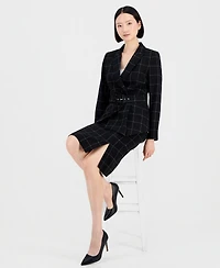 Tahari Asl Women's Windowpane-Print Skirt Suit Set