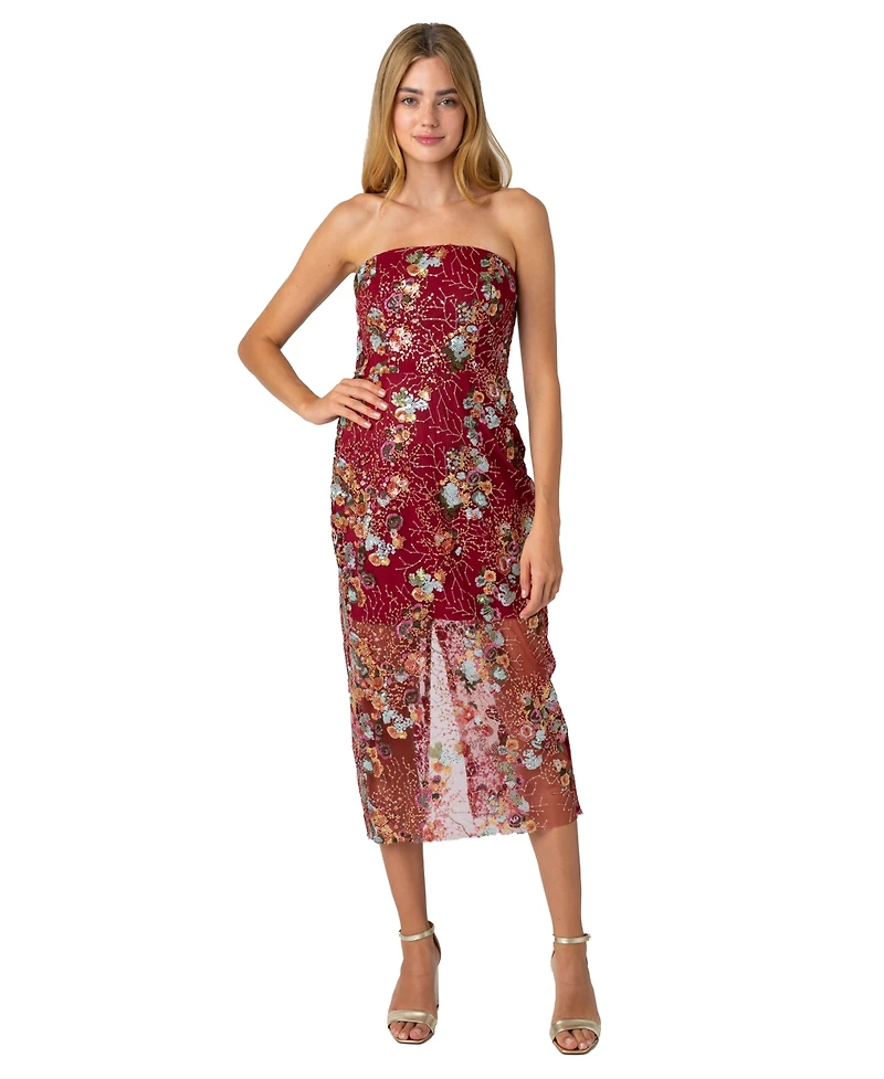 Sam Edelman Women's Floral Sequin Strapless Dress