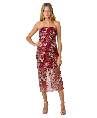 Sam Edelman Women's Floral Sequin Strapless Dress