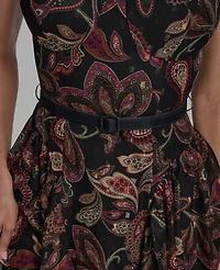 Bcbg Women's Printed Sweetheart Neck Midi Dress