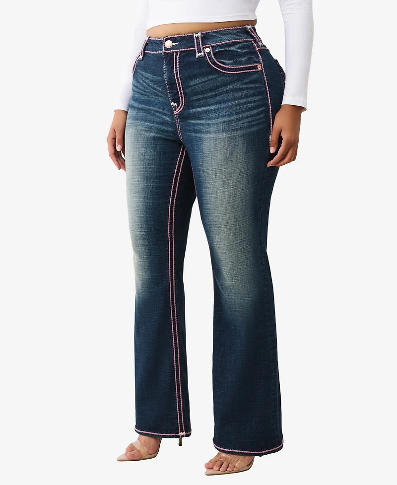 True Religion Women's Plus Becca Bootcut Rope Stitch Jean