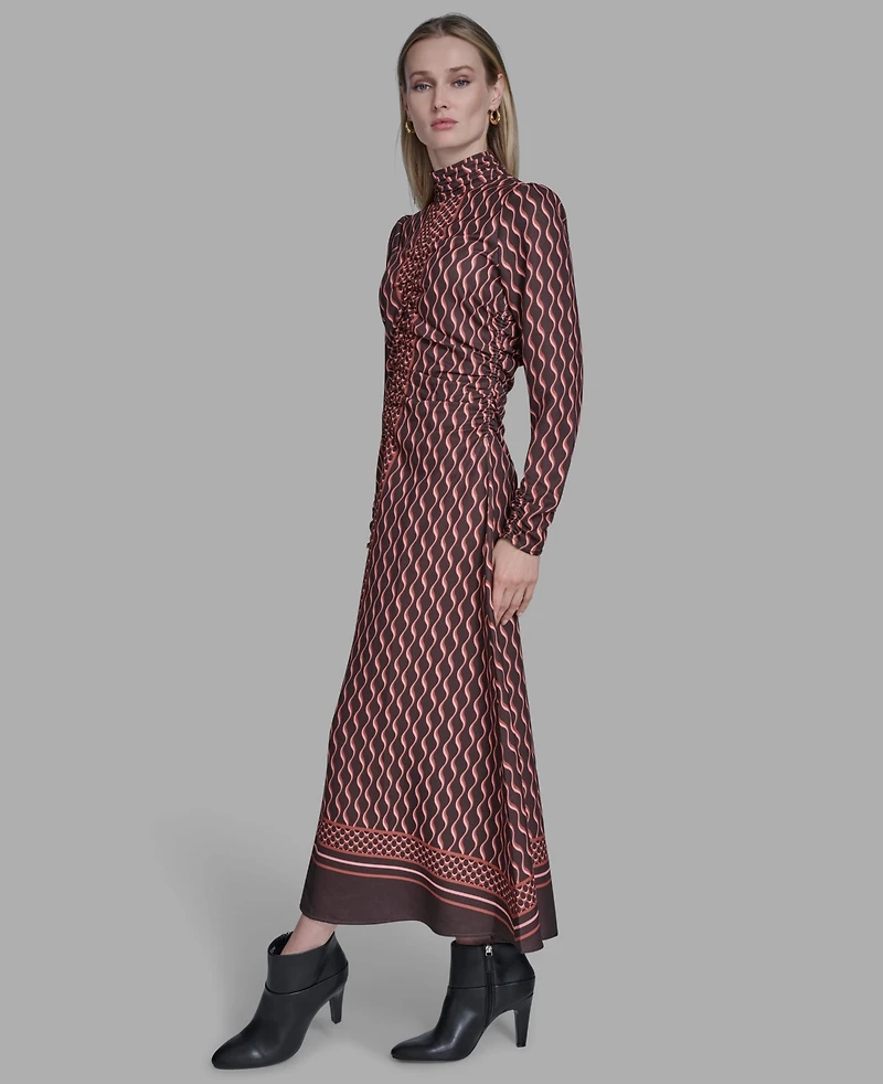 Bcbg Women's Long Sleeve Mock Neck Midi Dress