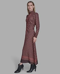 Bcbg Women's Long Sleeve Mock Neck Midi Dress