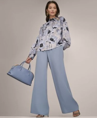 Donna Karan New York Womens Printed Mock Neck Top Wide Leg Pull On Pants