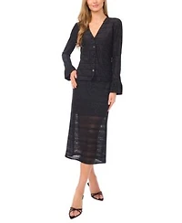 Cece Womens V Neck Cardigan Top Midi Skirt