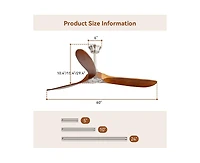 60-inch Modern Sand Nickel 3-Blade Ceiling Fans with Intelligent Remote Control and Timing Function