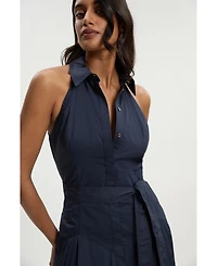 Karen Millen Women's Midi Shirt Dress With Dropped Waist