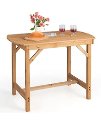 Gymax Outdoor Fir Wood Dining Table 1.5'' Umbrella Hole Yard Garden Natural Patio