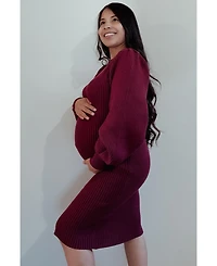 Pinkblush Maternity Camel Bubble Sleeve Sweater Dress