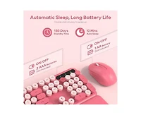 risokeys Wireless Keyboard and Mouse Combo - Round Keycaps, 2.4GHz Full-Size Keyboard with Detachable Wrist Rest, Sleep Mode Tilt, Pc