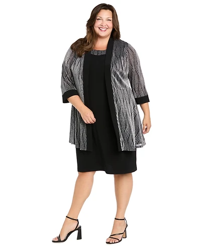 R & M Richards Plus Glitter Jacket Dress