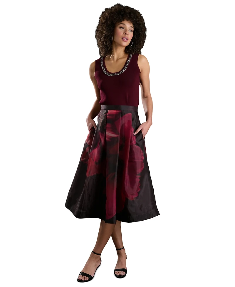 Muse Women's Pleated Organza Midi Skirt
