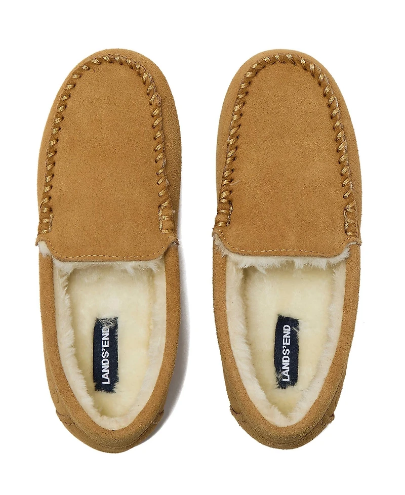 Lands' End Women's Fuzzy Lined Suede Moccasin Slippers