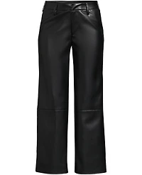 Lands' End Women Faux Leather Mid Rise Relaxed Straight Leg Crop Pants