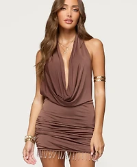 Edikted Women's Bead Fringe Backless Halter Mini Dress
