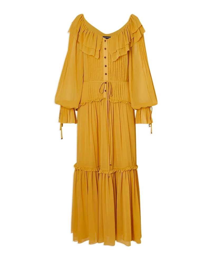 Karen Millen Georgette Ruffle Woven Maxi Dress