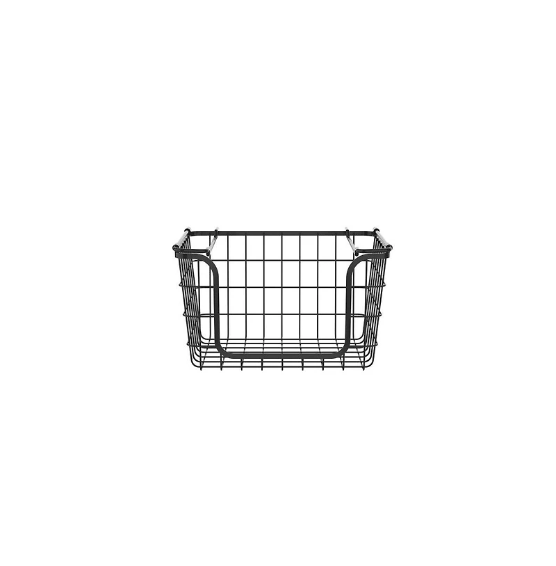 Oceanstar Stackable Metal Wire Storage Basket Set for Pantry, Countertop, Kitchen or Bathroom, Black, Set of 3