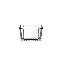 Oceanstar Stackable Metal Wire Storage Basket Set for Pantry, Countertop, Kitchen or Bathroom, Black, Set of 3