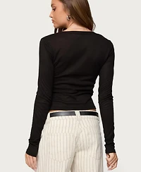 Edikted Women's Nettie Ribbed Henley Top