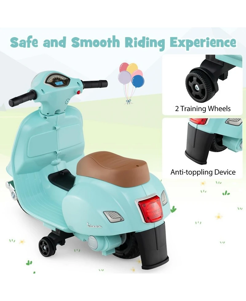 Sugift Kids Ride on Motorcycle Licensed Vespa with Led Headlight and Horn Sound