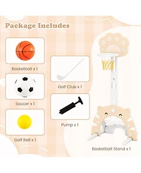 Sugift 3 in 1 Kids Basketball Hoop with Basketball and Foldable Rim