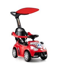 Sugift 3-in-1 Push Car for Toddler Sliding Car with Seat Belt and Canopy