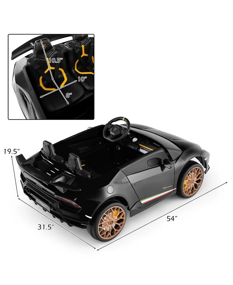 Sugift 24V Ride-on Car for Kids 4WD 2-Seater Licensed Lamborghini Electric Vehicles with Music