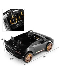 Sugift 24V Ride-on Car for Kids 4WD 2-Seater Licensed Lamborghini Electric Vehicles with Music