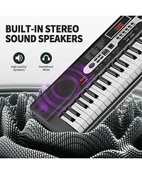 Sugift 61-Key Electronic Keyboard Piano Set with Lcd Screen for Beginners