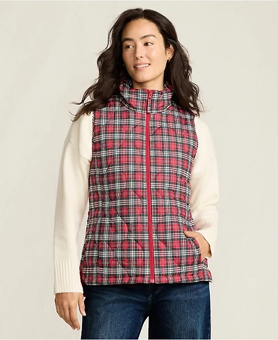 Lands' End Women's Tall Print FeatherFree Quilted Insulated Vest