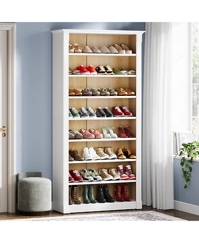 Tribesigns 8-Tier Shoe Rack, Wooden Freestanding Shoe Storage Cabinet for 32-40 Pairs, 70.9-Inch Tall Shoe Organizer Shelf for Entryway, Closet