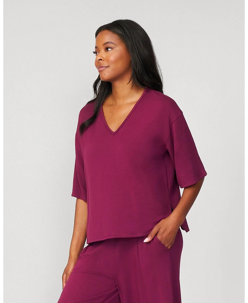 Cable & Gauge Women's V-Neck Kimono Ultra Soft Terry Top