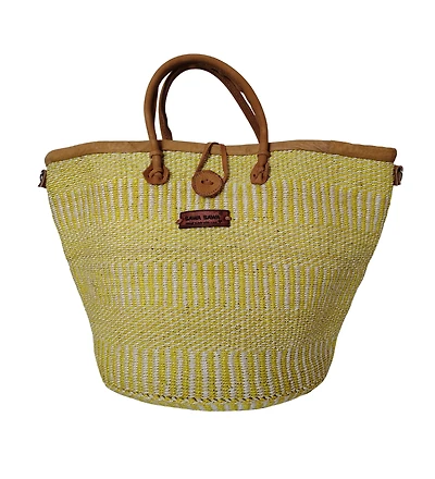 Golden Glow Warmth Handmade Sisal Straw Summer Basket Tote