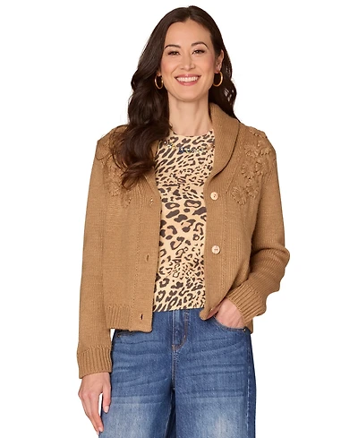 Democracy Women's Long Sleeve Shawl Collar Sweater
