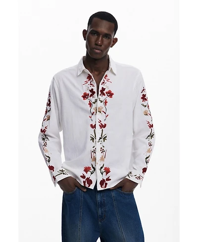 Desigual Men's Long-sleeve shirt with embroidered flowers