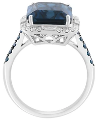 Effy Collection White and Blue Diamond (1/2 ct. t.w.) and London Blue Topaz (6-5/8 ct. t.w.) Ring in 14K White Gold