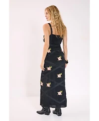 Nasty Gal Women's Embroidered Lace Trim Cut Out Maxi Dress