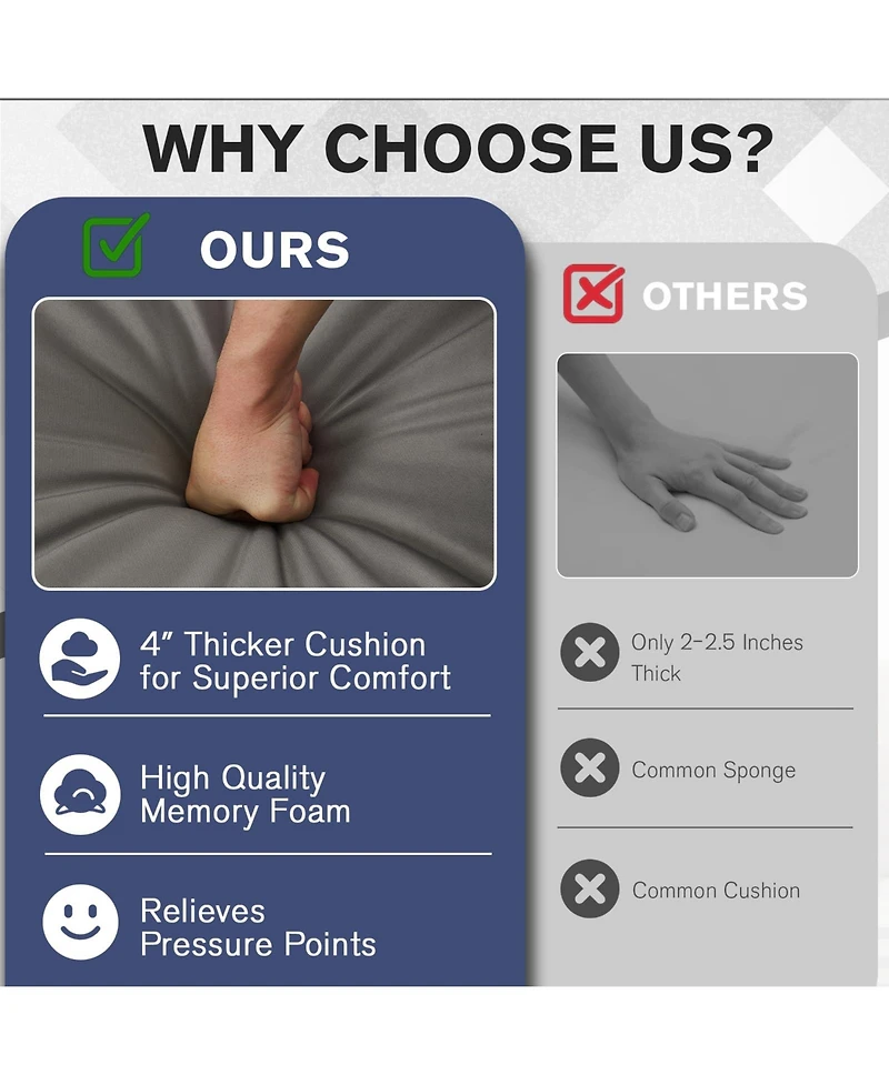 Aecojoy Chaise Lounge Cushions Outdoor Set of 2, 72x21x4 Inch Lounge Chair Cushion, Fade Resistant Patio Sun Lounger Replacement