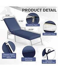Aecojoy Chaise Lounge Cushions Outdoor Set of 2, 72x21x4 Inch Chair Cushion, Fade Resistant Patio Sun Lounger Replacement