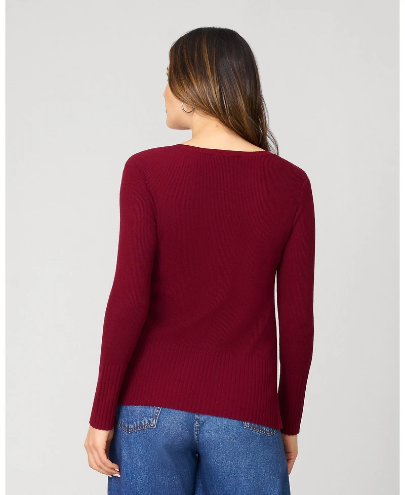 Cable & Gauge Women's V-Neck Rib Tunic Sweater